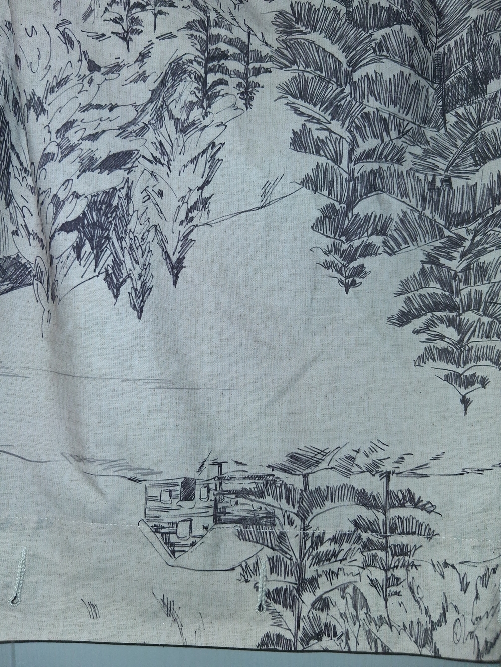 Pottery Barn Rustic Forest Shower Curtain, 72", Deer Cabin Winter Woods - Picture 8 of 9
